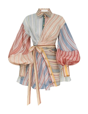 pastel striped puff sleeve dress pastel striped puff sleeve dress