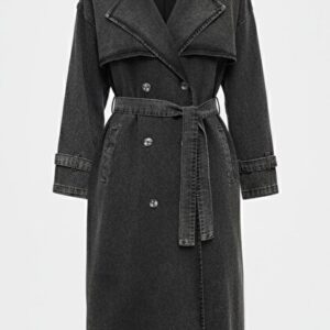 dark denim trench coat