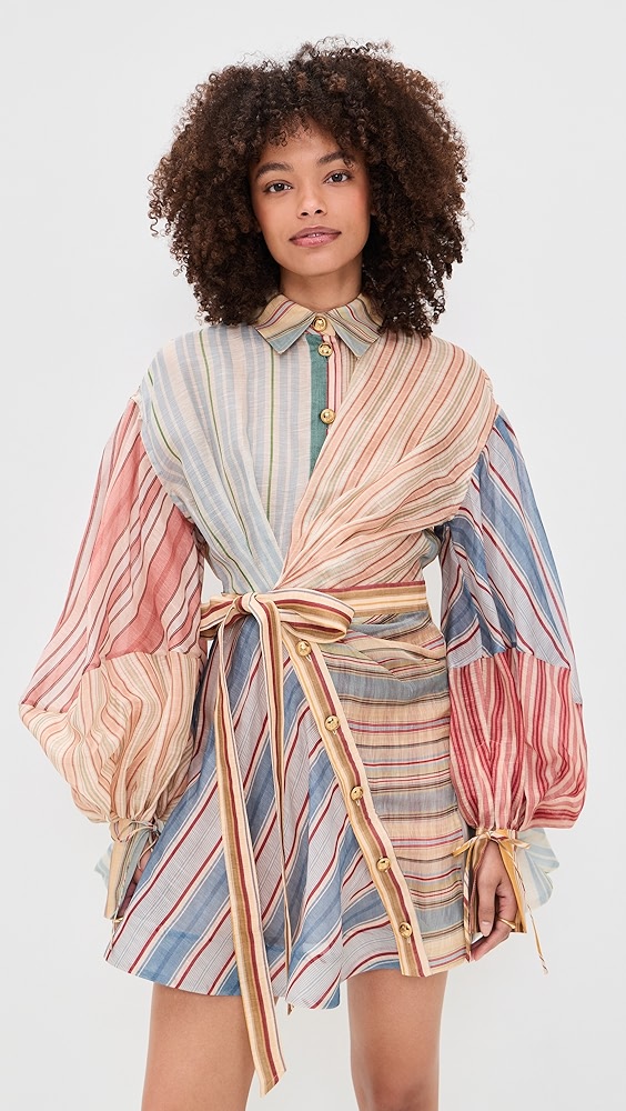 pastel striped puff sleeve dress pastel striped puff sleeve dress