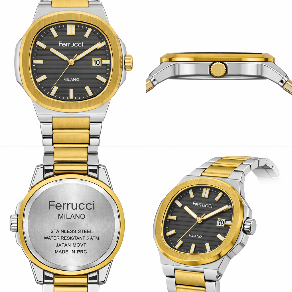 ferrucci milano two‑tone dark grey dial men’s watch ferrucci milano two‑tone dark grey dial men’s watch