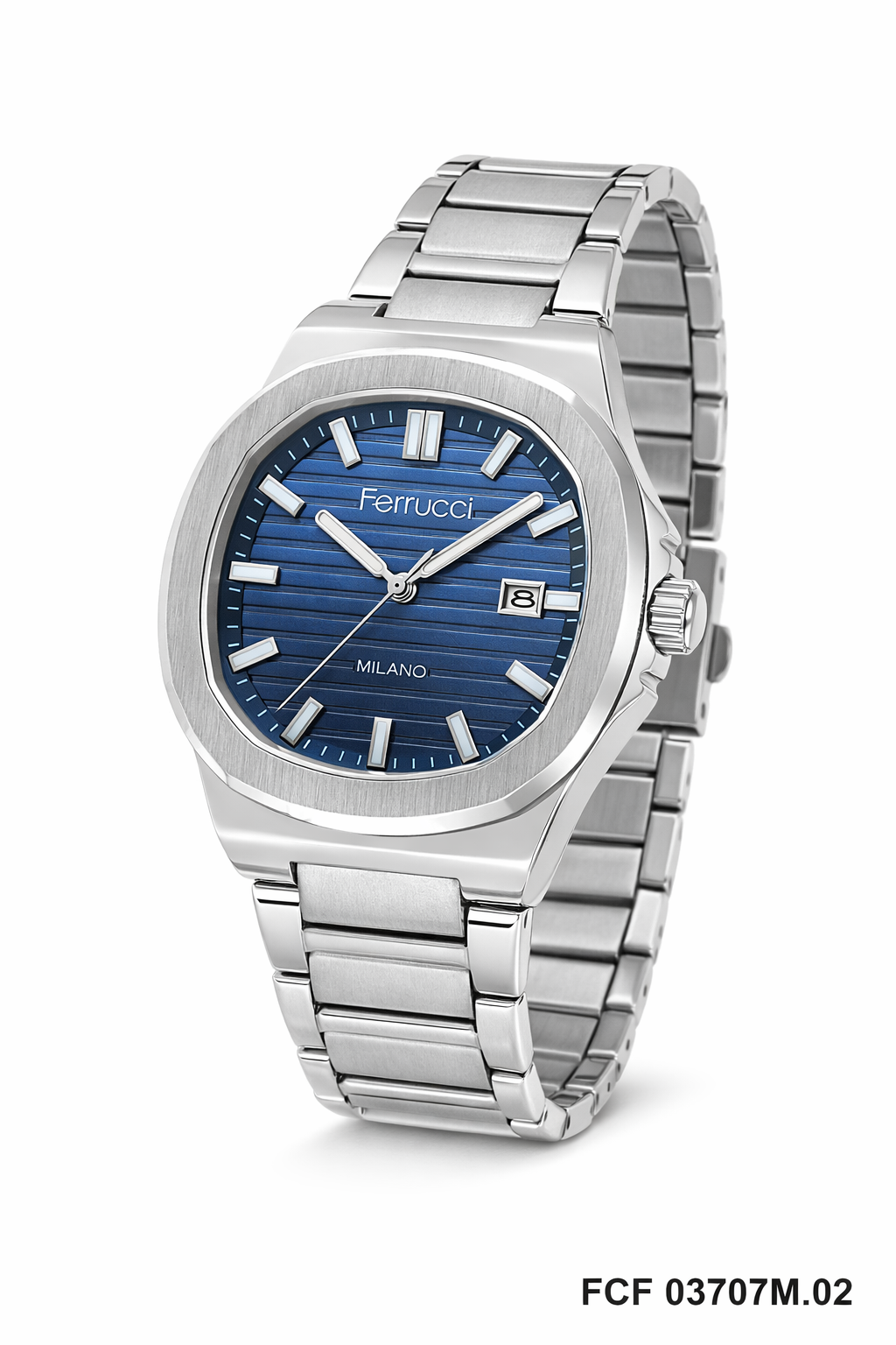 ferrucci milano blue dial stainless steel men’s watch fcf 03707m.02 ferrucci milano blue dial stainless steel men’s watch fcf 03707m.02