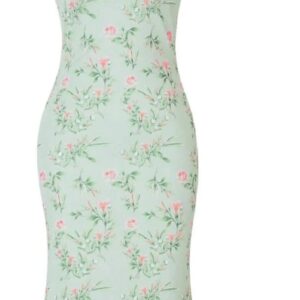 light green floral halter‑neck dress