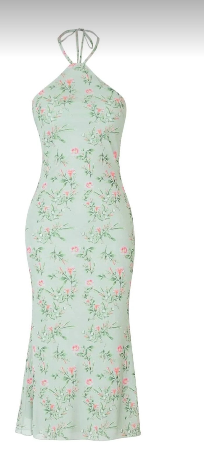 light green floral halter‑neck dress light green floral halter‑neck dress