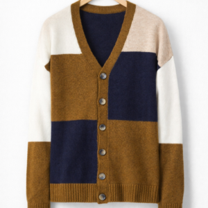 Trendzed.com color‑blocked knit cardigan