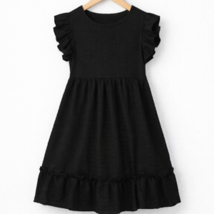 Trendzed.com black ruffle sleeve dress
