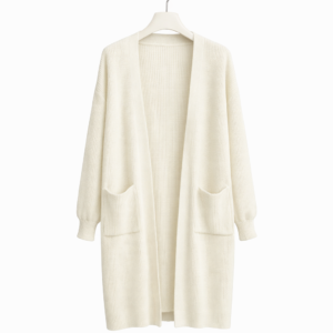 cream ribbed knit cardigan
