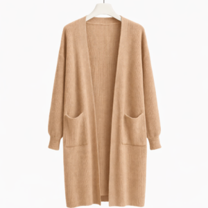beige ribbed knit cardigan