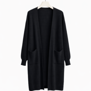 black ribbed knit cardigan